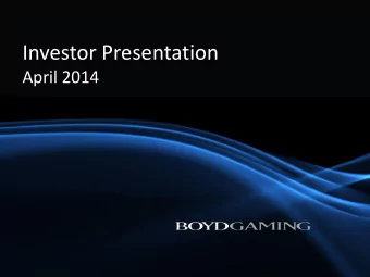 Investor Presentation  April 2014  2  Forward Looking Statements  Important Information Regarding