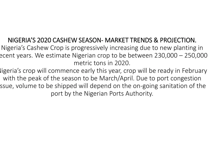 nigeria s 2020 cashew season nigeria s 2020 cashew season