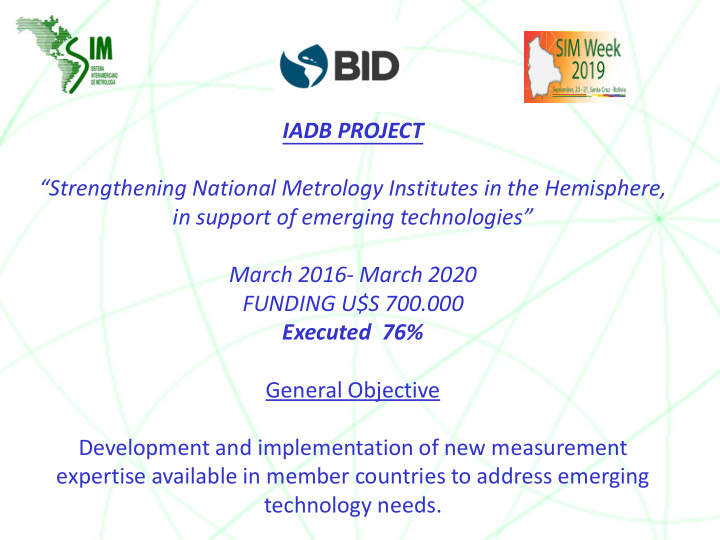 iadb project strengthening national metrology institutes