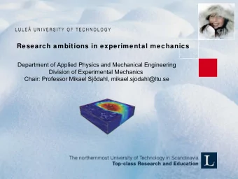 Research ambitions in experimental mechanics  Department of Applied Physics and Mechanical