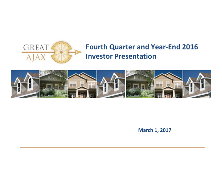 fourth quarter and year end 2016 investor presentation
