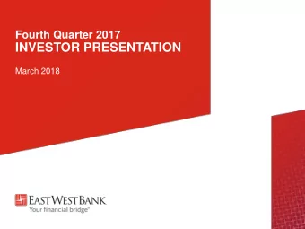 INVESTOR PRESENTATION  March 2018  Forward-Looking Statements Certain matters set forth herein