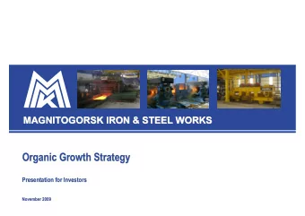 Organic Growth Strategy  Organic Growth Strategy  Presentation for Investors  Presentation for