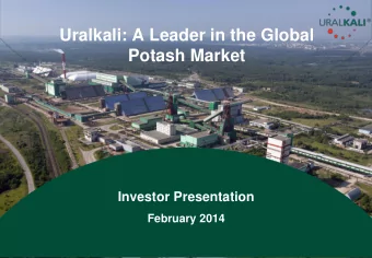 Potash Market  Analyst Presentation  20 August 2007  Investor Presentation  Moscow  February