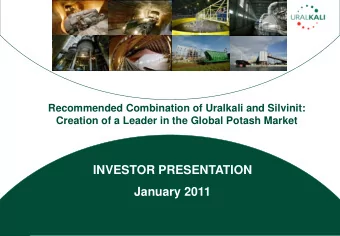 INVESTOR PRESENTATION  20 August 2007  Moscow  January 2011  DRAFT No.1  Disclaimer This