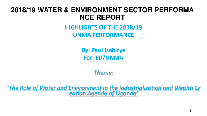 2018 19 water environment sector performa