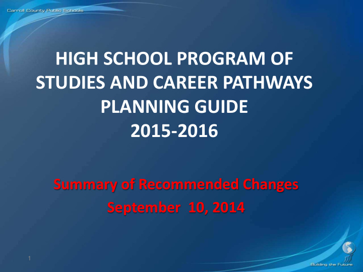high school program of studies and career pathways