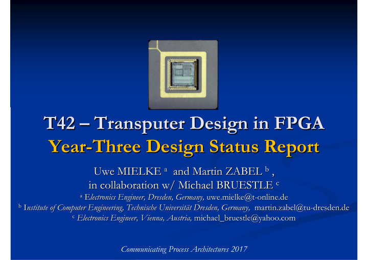 t42 transputer design in fpga transputer design in fpga