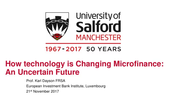 how technology is changing microfinance