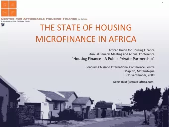 MICROFINANCE IN AFRICA  African Union for Housing Finance  Annual General Meeting and Annual