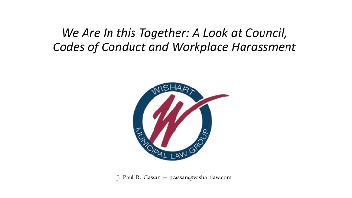 we are in this together a look at council codes of