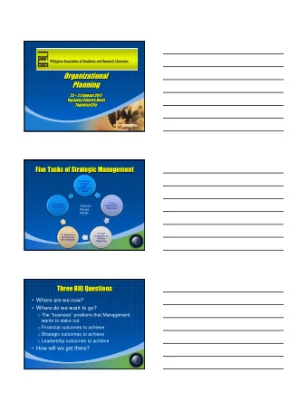 Planning 23  25 August 2017  Tagaytay Country Hotel  Tagaytay City  Five Tasks of Strategic