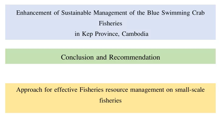 conclusion and recommendation