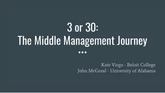 3 or 30:  The Middle Management Journey  Kate Virgo - Beloit College  John McGreal - University of