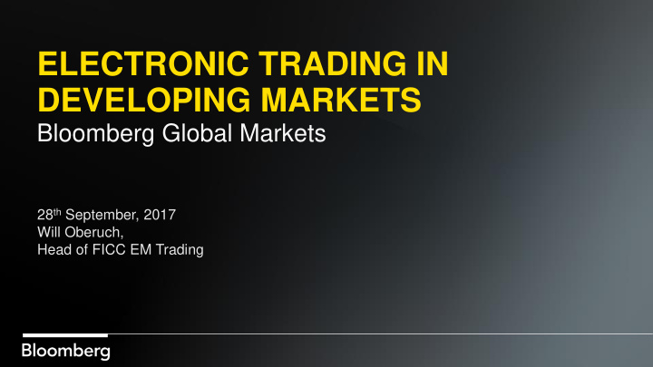 electronic trading in developing markets
