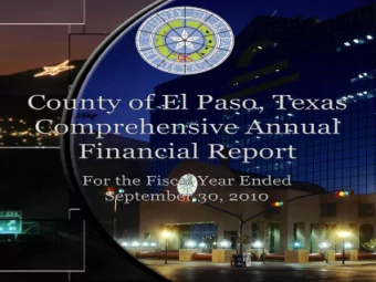 1  COUNTY OF EL PASO  2010 CAFR UPDATE  VISION STATEMENT El Paso County   Company Government