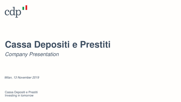 cassa depositi e prestiti