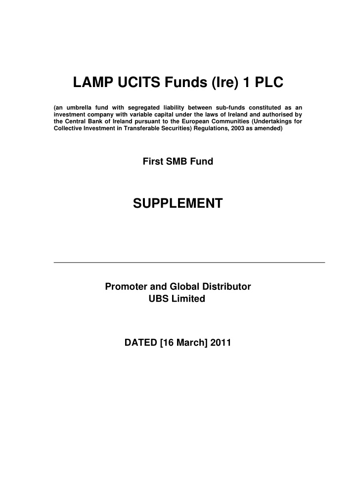 lamp ucits funds ire 1 plc an umbrella fund with
