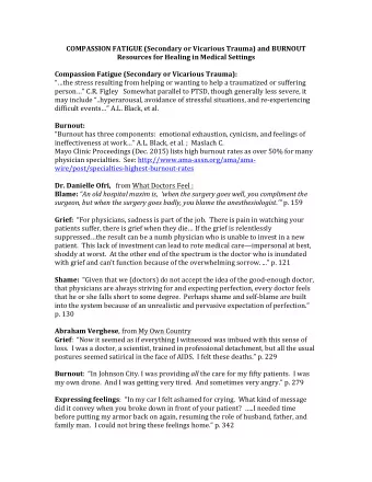 COMPASSION)FATIGUE)(Secondary)or)Vicarious)Trauma))and)BURNOUT)