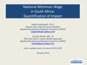 in South Africa:  Quantification of Impact  Asghar Adelzadeh, Ph.D.  Director and Chief Economic