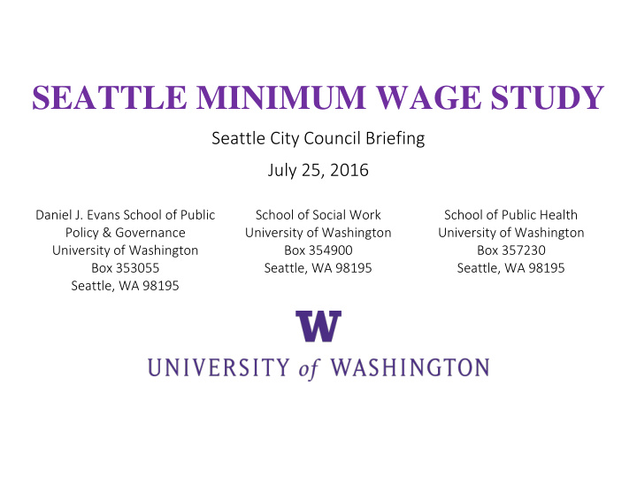 seattle minimum wage study
