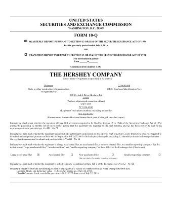 THE HERSHEY COMPANY  (Exact name of registrant as specified in its charter)  Delaware  23-0691590