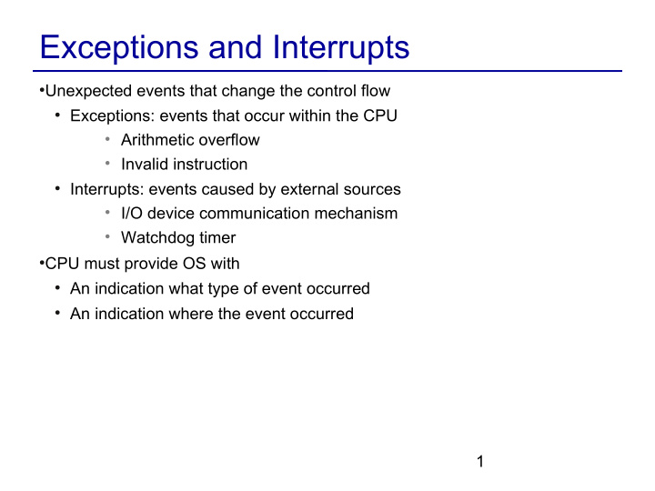 exceptions and interrupts