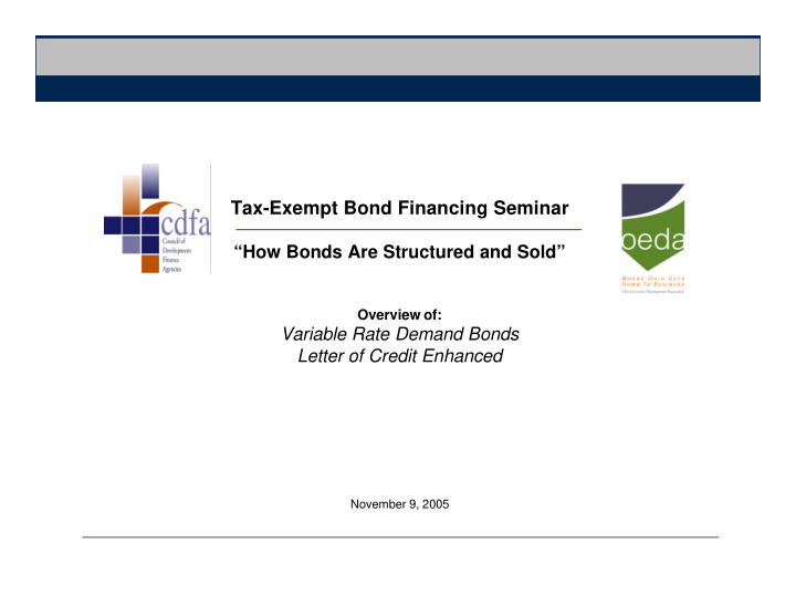 tax exempt bond financing seminar