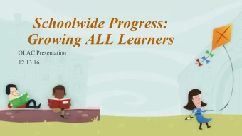 Schoolwide Progress:  Growing ALL Learners  OLAC Presentation  12.13.16  Welcome  Jarred Zapolnik,