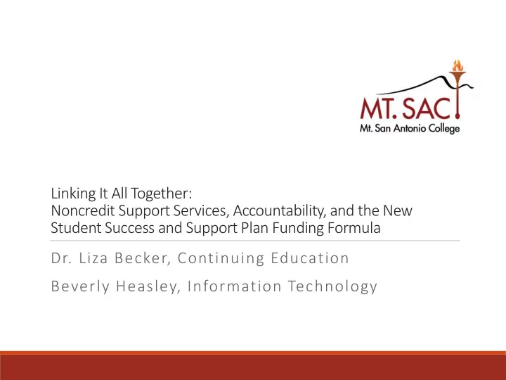 linking it all together noncredit support services