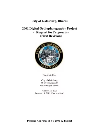 City of Galesburg, Illinois  2001 Digital Orthophotography Project - Request for Proposals -