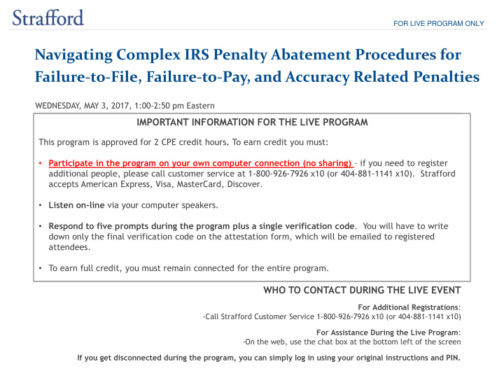 for live program only navigating complex irs penalty