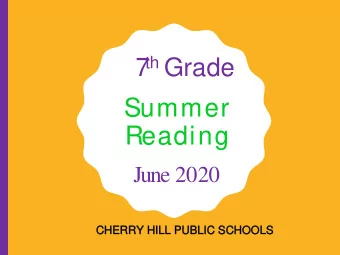 Summer  Reading  June 2020  CHERRY HILL PUBLIC SCHOOLS  CHERRY HILL PUBLIC SCHOOLS  Summer Reading