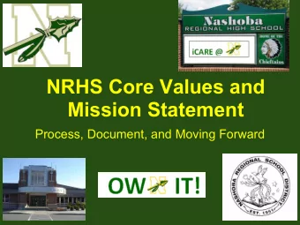 NRHS Core Values and  Mission Statement  Process, Document, and Moving Forward  Process Timeline: