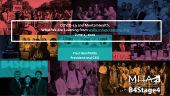 COVID-19 and Mental Health:  What We Are Learning from www.mhascreening.org  June 1, 2020  Paul