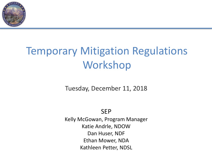 temporary mitigation regulations workshop
