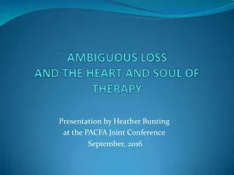 Presentation by Heather Bunting  at the PACFA Joint Conference  September, 2016  Overview of
