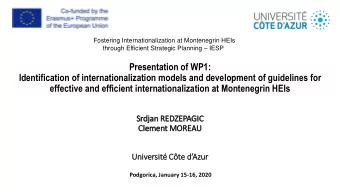 Presentation of WP1:  Identification of internationalization models and development of guidelines