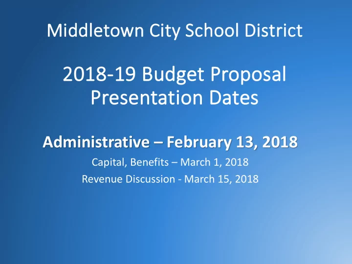 2018 19 b 2018 19 bud udget proposal al pre resentation d