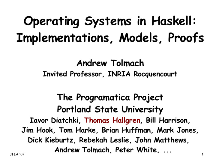 operating systems in haskell implementations models proofs