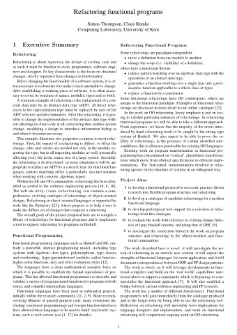 Refactoring functional programs  Simon Thompson, Claus Reinke  Computing Laboratory, University of