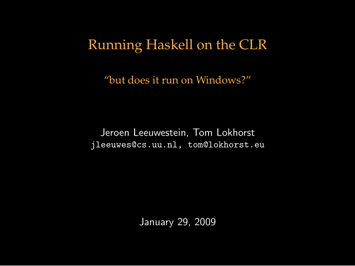 running haskell on the clr