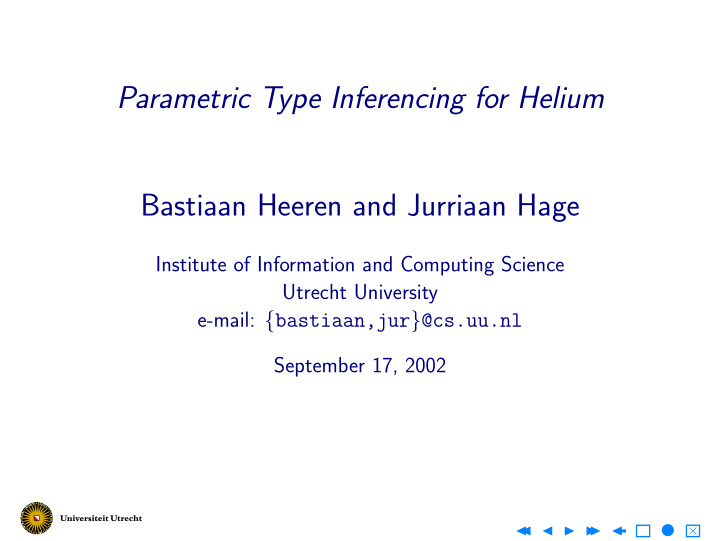 parametric type inferencing for helium bastiaan heeren