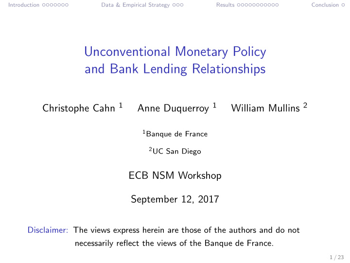 unconventional monetary policy and bank lending