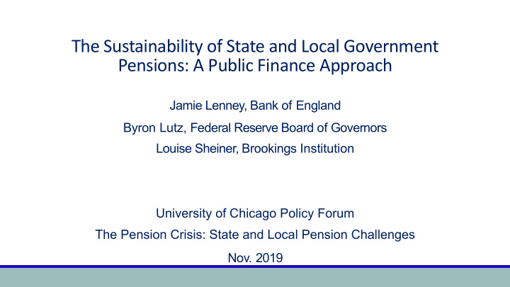 the sustainability of state and local government pensions