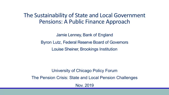 the sustainability of state and local government pensions