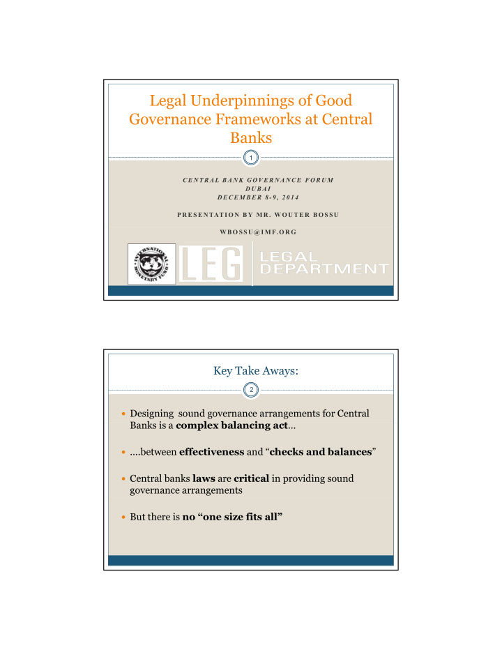 legal underpinnings of good governance frameworks at