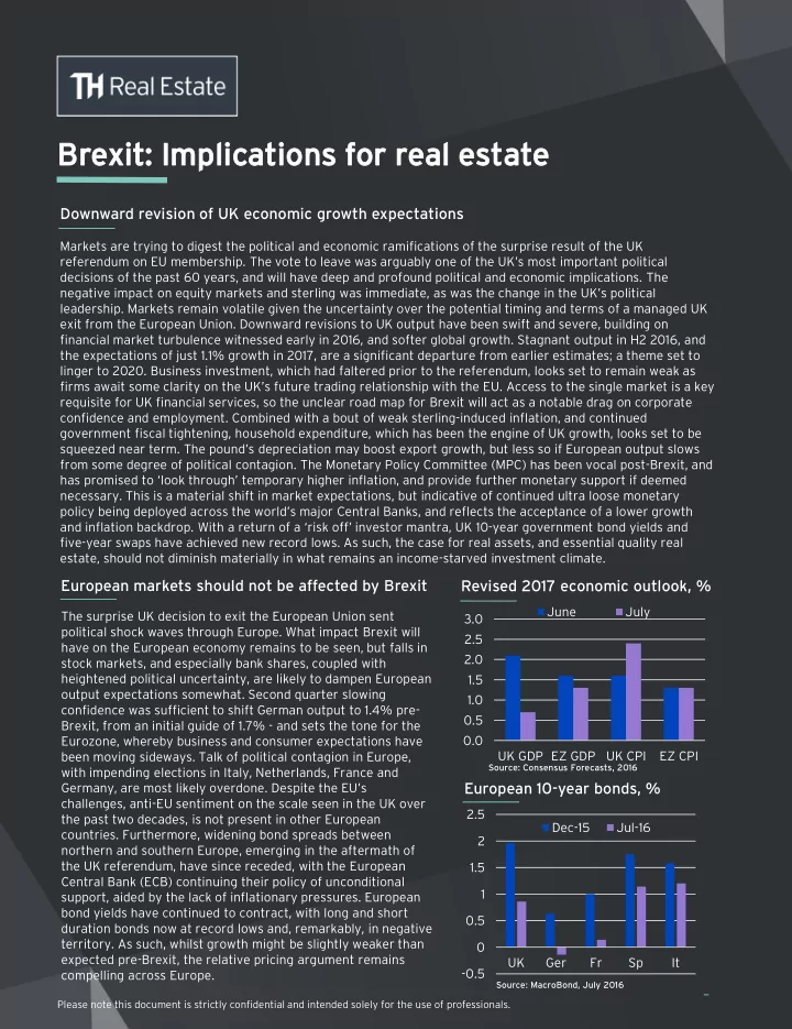 brexit xit implicatio ations ns for rea eal l estate