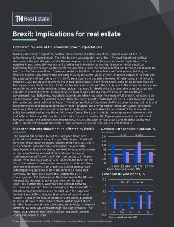 Brexit  xit:  : Implicatio  ations  ns for rea  eal  l estate  Downward revision of UK economic