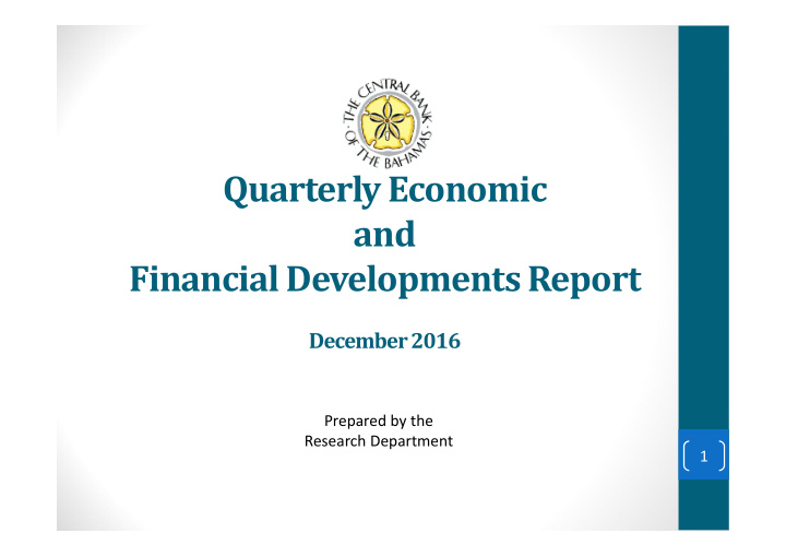 quarterly economic and financial developments report